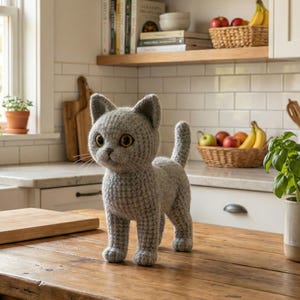 Realistic Brown Cat Amigurumi Pattern • Brushable Yarn Kitty Tutorial • Curly Yarn Crochet Toy image 4