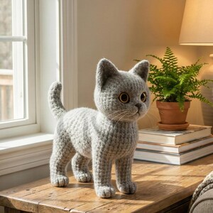 Realistic Brown Cat Amigurumi Pattern • Brushable Yarn Kitty Tutorial • Curly Yarn Crochet Toy image 15