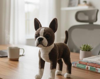 Patrón amigurumi de perro bóxer realista • PDF de perro de ganchillo • Peluche de cachorro bóxer • Regalo para amantes de los perros DIY • Descarga instantánea en inglés
