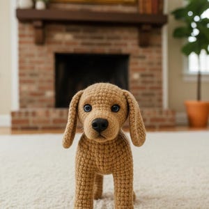 Schema all&#39;uncinetto per un cane realistico in amigurumi in formato PDF – Cucciolo di Labrador di peluche fai da te