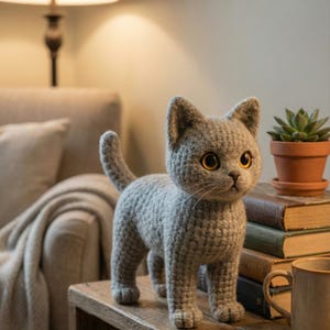 Realistic Brown Cat Amigurumi Pattern • Brushable Yarn Kitty Tutorial • Curly Yarn Crochet Toy image 18