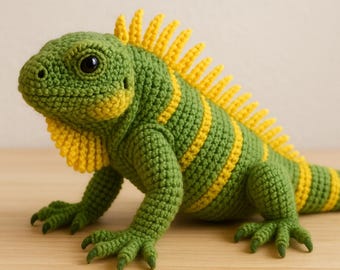 Realistic Iguana Amigurumi Crochet Pattern PDF • Lizard Reptile Toy Tutorial • DIY Stuffed Animal Pattern