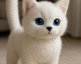 White Kitten Amigurumi Crochet Pattern  DIY Plush Cat Toy (PDF)