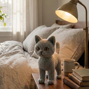 Realistic Brown Cat Amigurumi Pattern • Brushable Yarn Kitty Tutorial • Curly Yarn Crochet Toy image 16