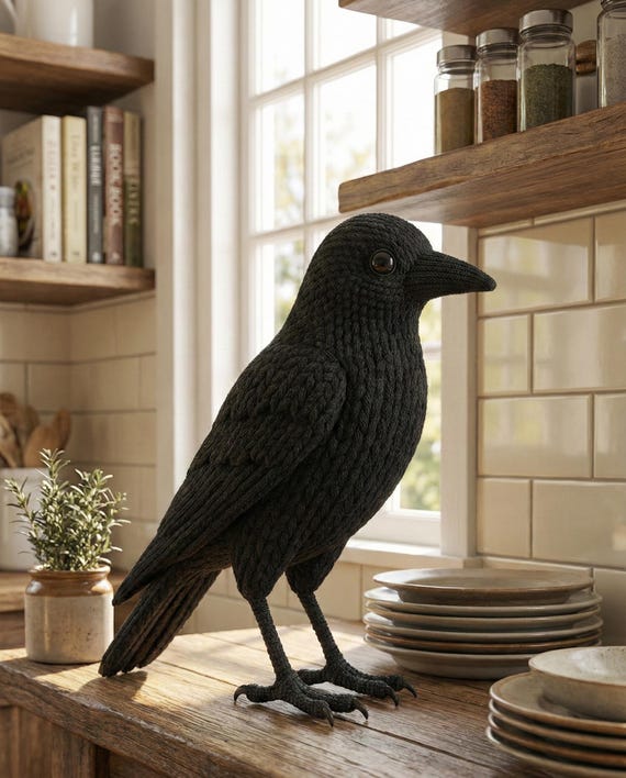 Realistic Black Crow Amigurumi Crochet Pattern | Wire‑frame