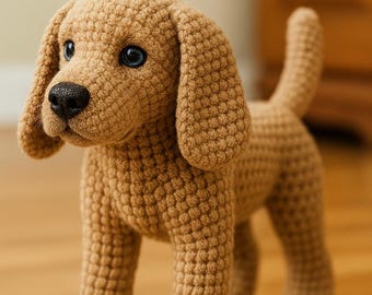 Realistic Amigurumi Dog Crochet Pattern PDF – Labrador Puppy Plush Toy DIY