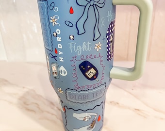 Diabetes Cup, Custom Type One Diabetes Awareness Cup, Personalized T1D cup, HydroJug, Insulin Warrior cup, Diabetic Support Drinkware