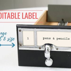 Étiquettes modifiables pour le tiroir du catalogue de cartes de bibliothèque (téléchargement instantané)