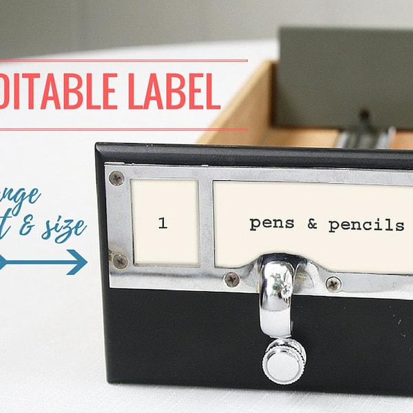 Editable Labels for Library Card Catalog Drawer (Instant Download)