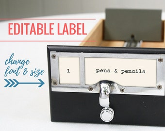 Editable Labels for Library Card Catalog Drawer (Instant Download)