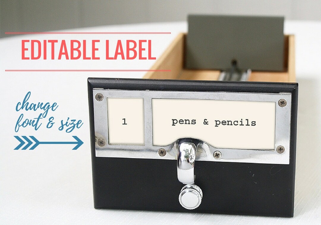 Editable Labels for Library Card Catalog Drawer (instant Download) Etsy
