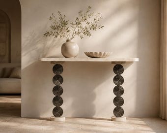 Travertine Console Table, Rosso Levanto Marble Entryway Table, Luxury Stone Sofa Table, Handmade Marble Hallway Console, Home Decor