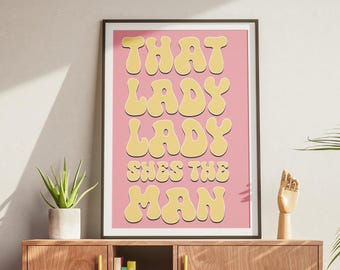 Póster con la letra de Olivia Dean: Lady Lady, ella es el hombre - Arte mural feminista