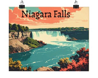 Niagara Falls Vintage Travel Poster, Posters | Matte Horizontal Print