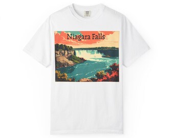 Niagara Falls Vintage Travel Poster T-Shirt | Retro Scenic Waterfall Tee