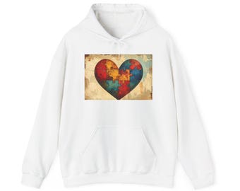 Autism Puzzle Heart Hoodie | Colorful Puzzle Piece Heart Sweatshirt