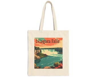 Niagara Falls Vintage Travel Poster Tote Bag | Canvas Market Shopper