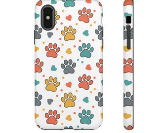 Colorful Paw Print Pattern Phone Case | Tough Cases