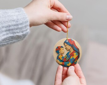 Colorful Ceramic Ornaments, Holiday Decor, Gift for Autism Awareness, Handcrafted Ornament, Family Keepsake