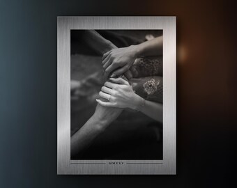 Personalized Metal Print • Custom Photo and Date • Metallic Decor