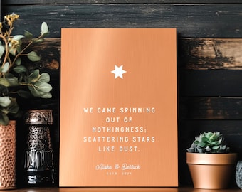 Custom Copper Metal Print • Silver Metallic Lettering
