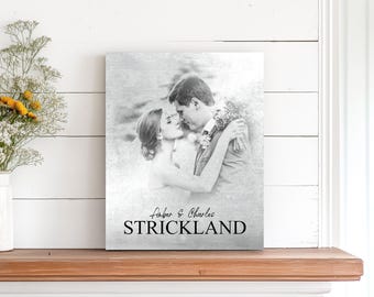 Personalized Rustic Silver Metal Photo Print • Wedding Anniversary Wall Art