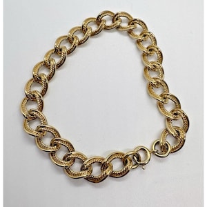 Vintage goudkleurige schakelarmband 7'' met textuur, retro lentering jaren 60