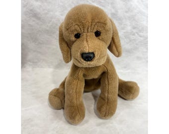 Gund Vintage gyllene labradorhund plyschgosedjur rött halsband viktad botten