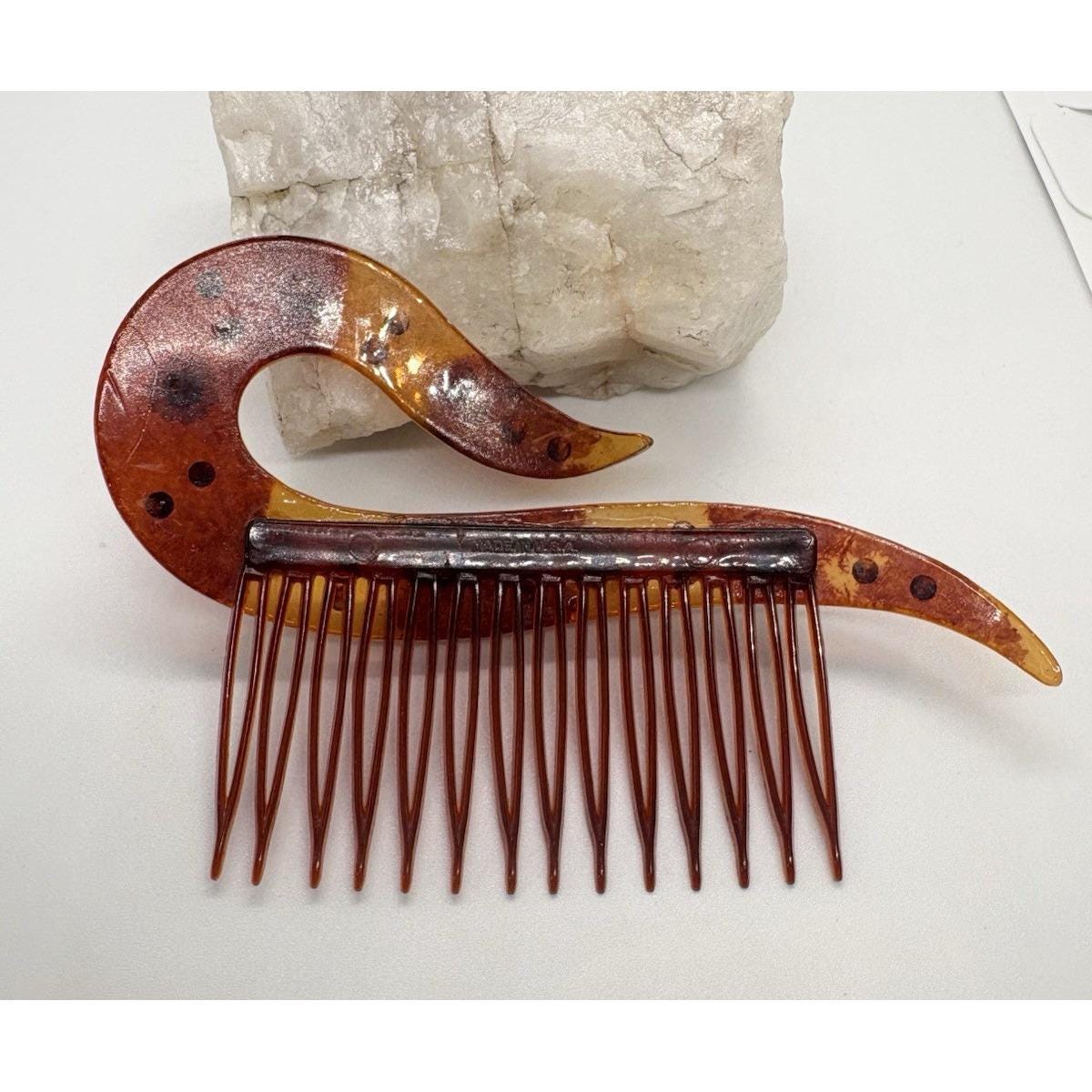 Vintage 1920s Celluloid Art Deco Hair Comb Faux Tortoise  display picture 1