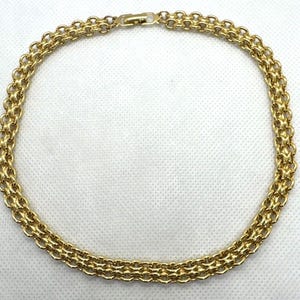 Vintage Monet Signed Gold Tone Cable Chain Choker 15&quot; Necklace Retro 80s 90s