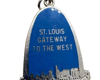 Vintage sterlingzilver St. Louis Gateway Arch blauw geëmailleerde skyline bedel 2,33 g