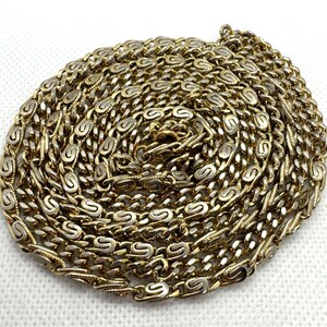 Vintage Monet Gold Tone Textured Link Chain 54&#39;&#39; Necklace Retro 80s 90s Style
