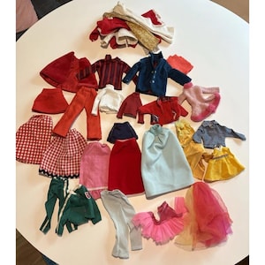 Vintage Barbie Doll Clothes Lot Handmade 60&#39;s 70&#39;s MCM Pants Skirts Jackets