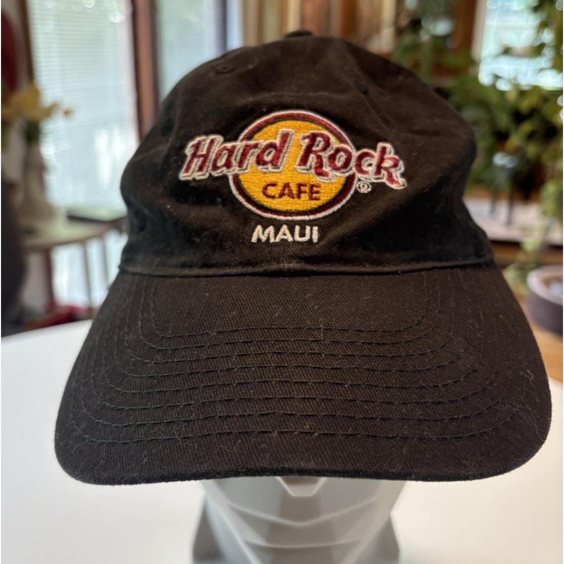 Vintage Hard Rock Cafe Maui Hat Black Dad Cap Embroidered Logo