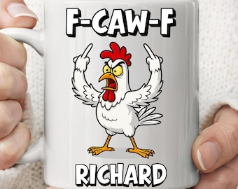 Taza personalizada de pollo F-Caw-F, divertida taza de café con forma de gallo, decoración rústica