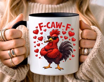 Taza divertida de San Valentín para él / Taza de San Valentín Fcawf / Taza de café con gallo sarcástico / Regalo de broma para novio o esposo