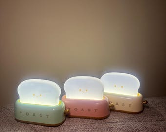 Lámpara de escritorio con luz nocturna Toast, lámpara de noche LED recargable, regalo de decoración acogedor para dormitorio