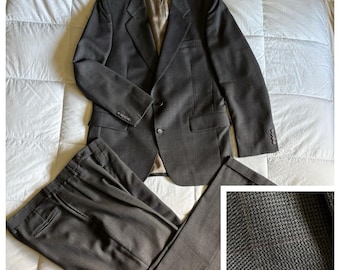 Jos A Bank Suit Männer 42L 36x32 Grau Taupe Puppyzahn Wolle Union USA Trad Academia