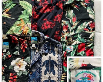 Lot-6 Vtg Paradise On A Hanger Hawaiian Shirts Mens XL Tropical Islander Coconut