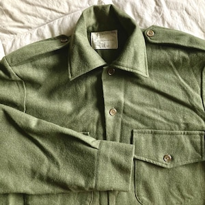 Camicia da campo fredda da ufficiale in misto lana Vtg OG-108 con spalline da uomo, taglia S, 36 cm, verde oliva