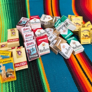 Miniature Cigarette Boxes, Authentic Dia de Muerto Ofrenda Paper Accessories, Mexico Lightweight Fridge Decor with Magnets