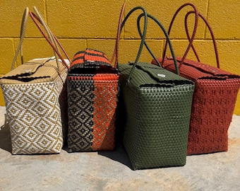 Bolsas Mexicana JUMBO de Plástico, Bolso de playa extragrande para todo! Bolso artesanal para frutas y verduras, o bolso para pañales, plástico resistente al agua,
