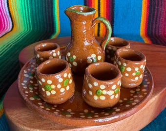 Juego de tetera en miniatura, ¡perfecto para fiestas de té! Juego de té completo en arcilla marrón tradicional, Juego para niños de Te