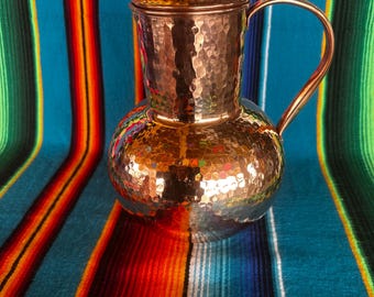 Hammered Copper Bubble Pitcher with Lid, Handmade Copper from Mexico, Jarra de Cobre para la Salud con Tapadera