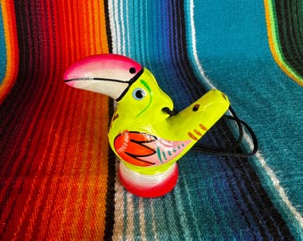 Ceramic Water Bird Whistle, Silbato de pájaro de barro, Chirping Bird Whistle, Clay canary, Water Whistle, Silbato de agua Peruano, Peru