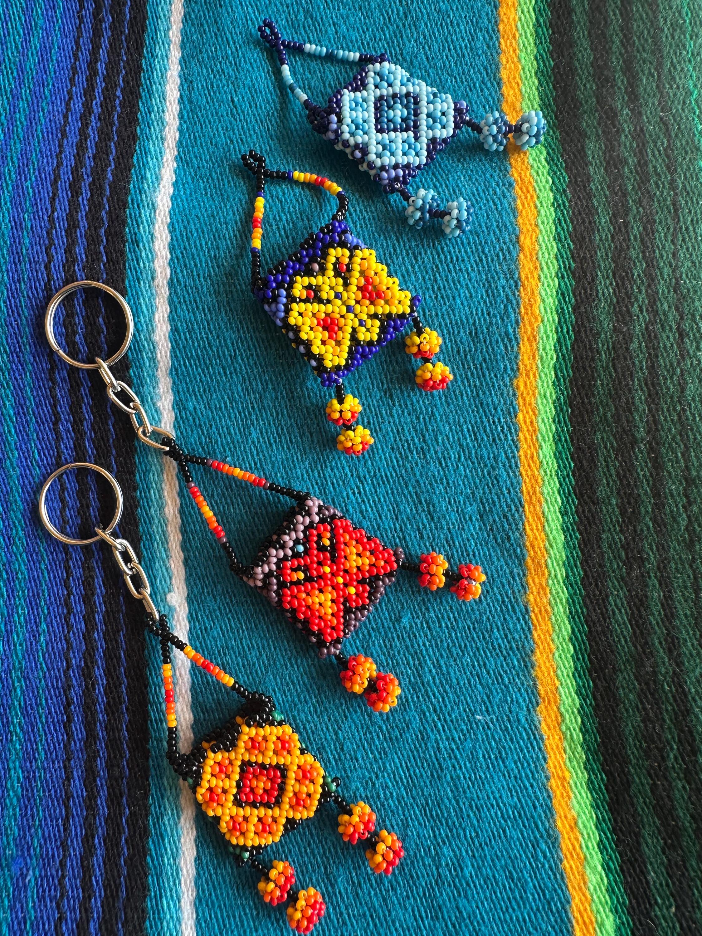 Mini Huichol Purse Magnet, Huichol Purse Keychain, Hand Beaded
