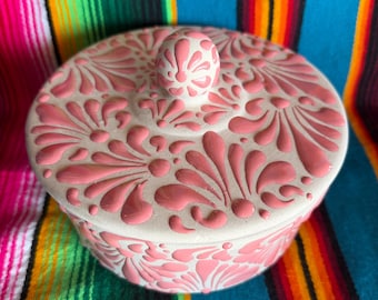 Auténtico calentador de tortillas de Talavera estilo mexicano, guardián de tortillas de terracota hecho a mano, Tortillero de Barro, diseño de goteo Cielito Lindo