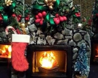 Realistic Flicker Fireplace Place Card, Christmas Ornament Decoration
