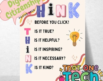 Digitaal burgerschapsposters | Digitale download van 5 sets | Klasinrichting voor online lesgeven Veiligheid en verantwoordelijkheid