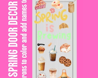 Lente Klaslokaal Deur Decor Kit Afdrukbaar Prikbord Klaslokaal Decoratie Koffieshop